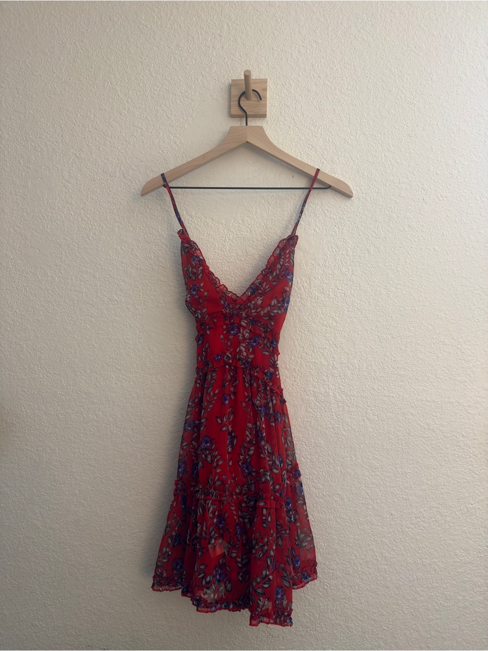 Fashion Nova Red Floral Slip Mini Dress